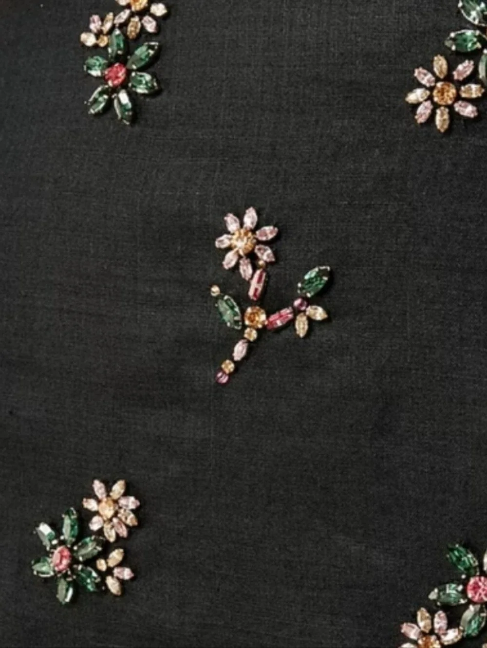 J. Crew Black Midi Skirt with Petite Floral Motif
